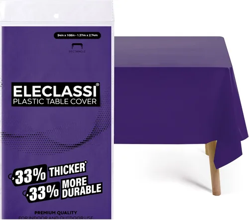 Miniatura 16 de Eleclassi Negro Paquete de 12 Manteles Redondos de Plástico Desechables Premium - Manteles de Mesa de Plástico Redondos de 84 Pulgadas para Fiestas