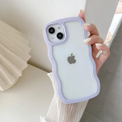 Miniatura 38 de QLTYPRI Funda compatible con iPhone 7/8/SE, bonita funda transparente con marco ondulado rizado para niñas y mujeres, funda protectora de TPU