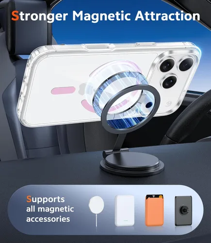 Miniatura 381 de FNTCASE Funda para iPhone 13 Pro-Max: Fundas magnéticas transparentes compatibles con Magsafe Slim anti amarillamiento protección contra caídas