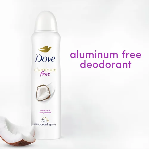 Miniatura 5 de Dove Desodorante en aerosol sin aluminio para mujer, 3 unidades de coco y jazmín rosa, 72 horas, protección contra olores, 4 onzas