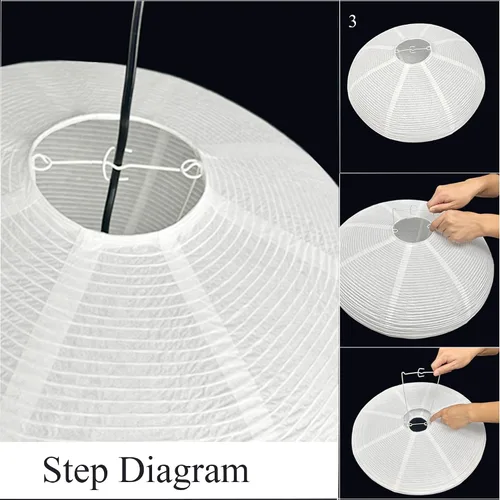 Miniatura 5 de Pantallas de linterna de papel (19.69 pulgadas), pantalla de papel oblato colgante, linterna china grande blanca, pantalla de iluminación colgante