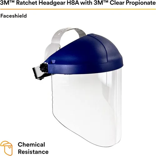 Miniatura 2 de 3M H8A Combinación de Arnés de Cabeza con Trinquete y Visera Protector Facial Transparente, Sistema Completo de Seguridad de Arnés de Cabeza