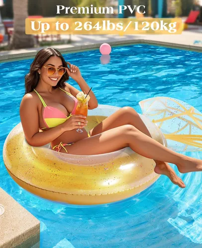 Miniatura 2 de HeySplash Pool Floats, Inflatable Pool Float, Large Floatie for Bachelorette Party, Swim Tube River Lake Beach Bride Wedding Decor Fun Toy Raft