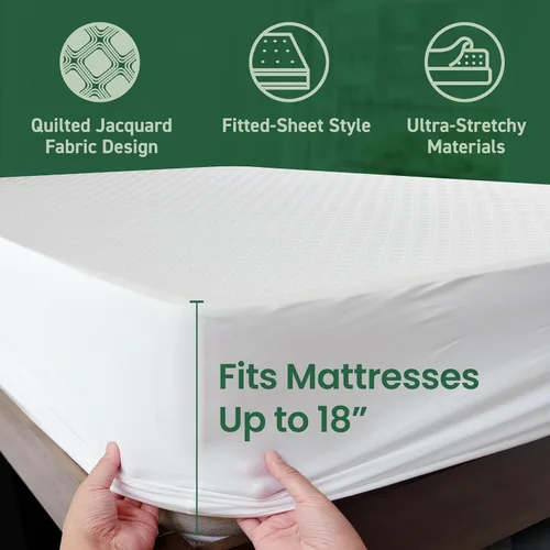 Miniatura 3 de SafeRest Sleepure - Protector de colchón impermeable tamaño individual derivado de viscosa de bambú - Ajustado con bolsillos elásticos - Funda