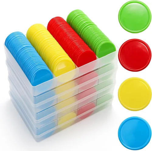 Miniatura 4 de Pumtus 640 fichas de póquer de plástico, fichas de bingo de 4 colores con caja de almacenamiento, fichas de juego de cartas de 1.5 pulgadas