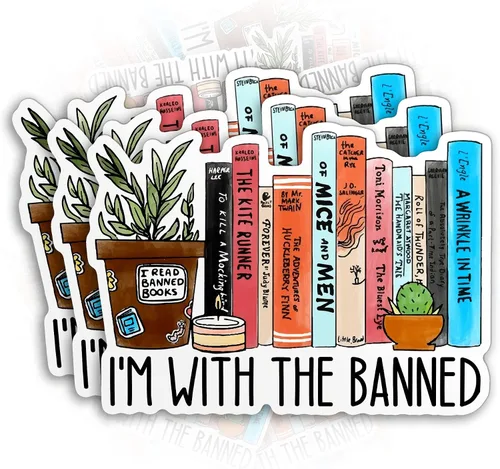Miniatura 8 de (3 unidades-2 pulgadas) I'm with the Banned Books Prohibido Libros Lectura Amantes Pegatinas troqueladas Impermeable Vinilo Adhesivo Adhesivo