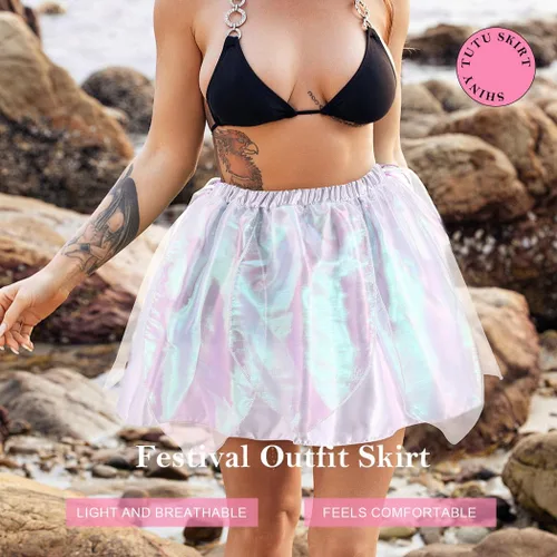 Miniatura 7 de Kakaco Women Fairy Skirt Sparkly Tutu Skirt Layered Fairy Dance Tutus Festival Outfit Skirt for Women and Girls