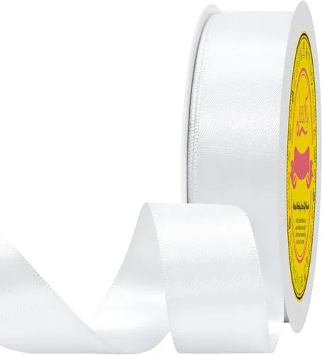 Miniatura 212 de Cinta de satén blanca antigua de doble cara de 1-1/2 pulgadas x 50 yardas, cinta de poliéster para envolver regalos, día de San Valentín, bodas