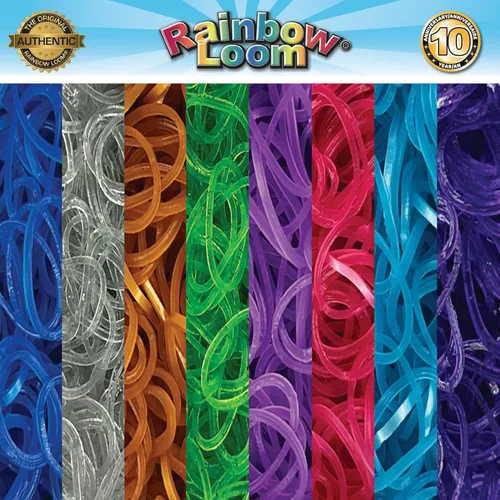 Miniatura 7 de Rainbow Loom® Treasure Box Sparkle Edition, 8,000 bandas de goma en 8 colores brillantes diferentes, y un bono de 2 telares felices, grandes