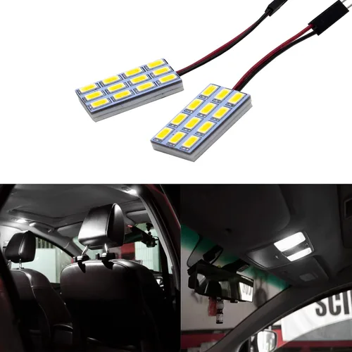 Miniatura 3 de HYUGA 2x 12SMD 5630 Luz de Panel LED de Luz Cálida Blanca 4500K Auto para Interior de Coche DC 12V-24V con Adaptadores T10 / BA9S / Festoon