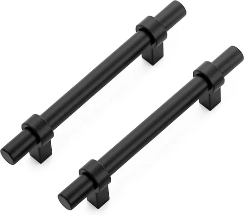 Miniatura 16 de Ravinte Paquete de 5 tiradores de gabinete de 5 pulgadas color negro mate con base cuadrada de 5 pulgadas de largo, centro de agujeros de 3 pulgadas