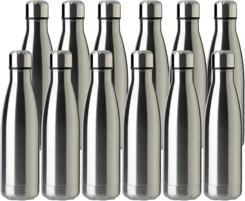 Miniatura 39 de MEWAY Botella de agua deportiva de 17 onzas con aislamiento al vacío, de acero inoxidable, a prueba de fugas, doble pared en forma de cola, mantiene
