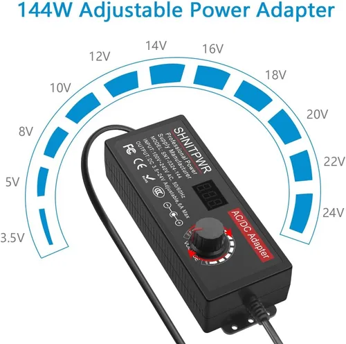 Miniatura 2 de SHNITPWR Fuente de alimentación universal DC 24 V 12 V 5 V 6 V 9 V 14 V 19 V Adaptador de CA/CC ajustable 100 V ~ 240 V CA a CC Convertidor