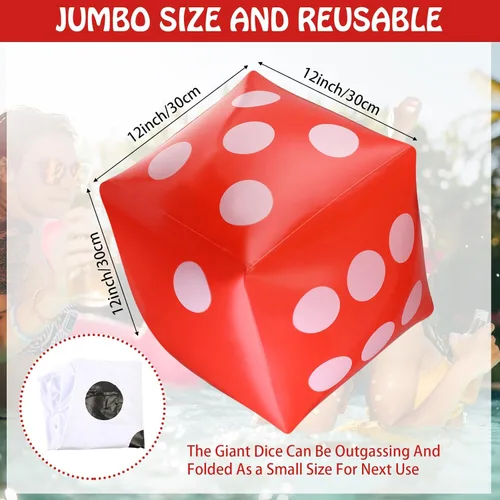 Miniatura 3 de Blulu Paquete de 3 Dados Inflables Grandes Dados Inflables Gigantes Jumbo para Juegos de Mesa en Interiores y Exteriores Ludo Favor de Fiesta