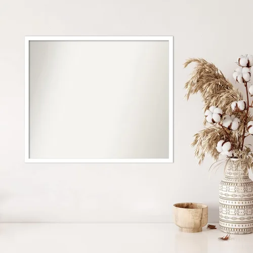 Miniatura 403 de Amanti Art Espejo de baño blanco para sobre el fregadero, 32 x 45 pulgadas, espejo de tocador rectangular blanco esbelto, marco de madera moderno