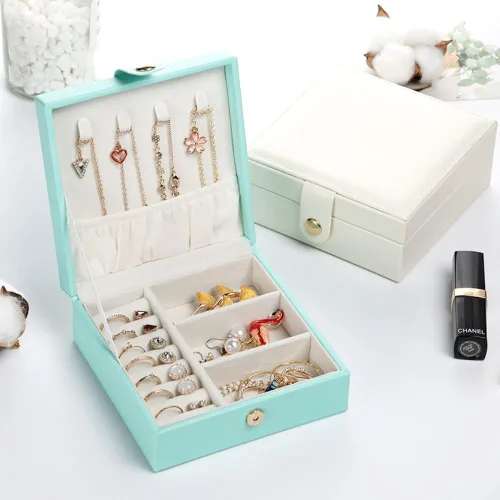 Miniatura 3 de Joyero de viaje de piel sintética, organizador pequeño, organizador de joyería, tamaño de viaje, artículos esenciales de viaje para lápiz labial