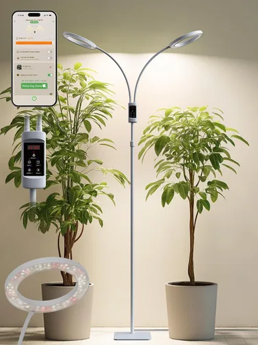 Miniatura 9 de Luces de Crecimiento Inteligentes para Plantas de Interior, 48W Luz de Planta de 2 Cabezales con Temporizador Automático, Luz LED de Crecimiento