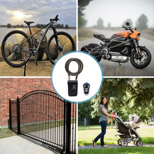 Miniatura 6 de Mengshen Candado con Alarma para Bicicleta, Antirrobo Inalámbrico para Motocicleta, Puerta, Cerca, Portón, Patinete, Silla de Paseo para Bebé