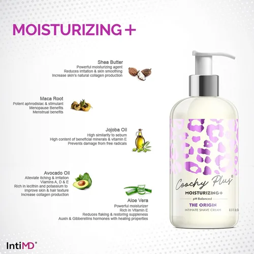 Miniatura 6 de IntiMD Coochy Plus HydroLock Hidratante + Kit de 3 Pasos para Afeitado Íntimo Set de Regalo: Nouria Pre-Shave Elixir Oil + Coochy Plus Shave Cream