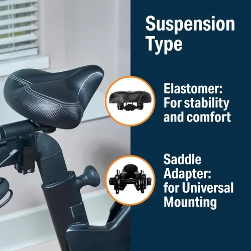 Miniatura 4 de Bikeroo Extra Wide Replacement Saddle - Fits Indoor & Outdoor Bicycles - Steel Spring & Elastomer Suspension - Center Cutout - Memory Foam