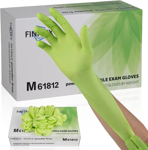 Miniatura 12 de FINITEX Nitrile Disposable Gloves - Green 3.5mil 100/1000PCS Powder-Free Latex-Free Medical & Food Use Verde (Small 100)