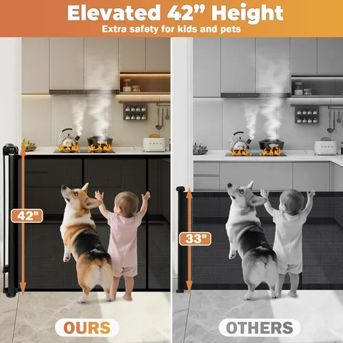 Miniatura 2 de Puertas retráctiles para bebés de 236 pulgadas, puerta para perros extra ancha, puerta de seguridad para niños y mascotas de 42 pulgadas de alto