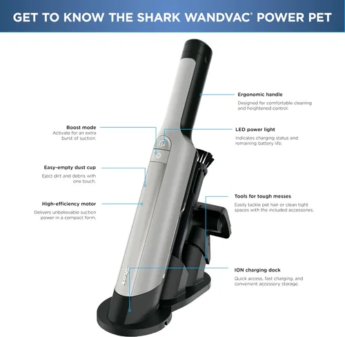 Miniatura 10 de Shark Aspiradora de mano inalámbrica WANDVAC, ultraligera y portátil con potente succión y herramientas