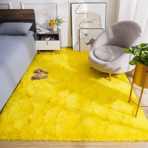 Miniatura 2 de Amearea Alfombra Premium Suave y Esponjosa Moderna Shag, 8x10 Pies, Alfombras Shaggy Peludas para Dormitorio, Sala de Estar, Decoración de Amarillo