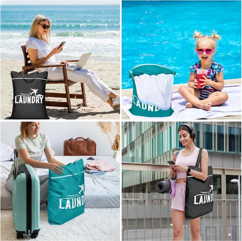 Miniatura 2 de 2 bolsas grandes de viaje para lavandería, bolsa húmeda impermeable lavable para ropa sucia, traje de baño, entrenamiento, gimnasio, piscina, yoga
