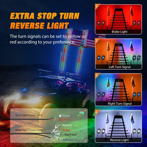 Miniatura 3 de Nilight Juego de 2 luces LED RGB de 3 pies y 4 luces de rock, control remoto y aplicación con patrones de persecución de bricolaje, antena