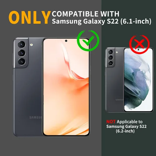 Miniatura 2 de Funda para Samsung Galaxy S22 5G (solo no es compatible con Plus o Ultra), funda de protección de grado militar con protector de pantalla HD y Verde