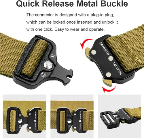 Miniatura 4 de Fairwin - Cinturón táctico de seguridad de 1.7 pulgadas de nailon para hombre con hebilla de liberación rápida de alta resistencia con anillo en V