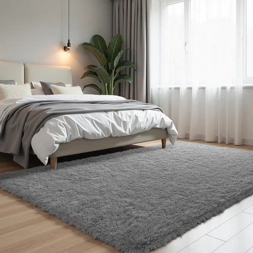 Miniatura 35 de Zentavio Alfombras de área para sala de estar, alfombras grises para dormitorio, alfombra de 4 x 6, alfombra mullida, peluda y suave, shag estética