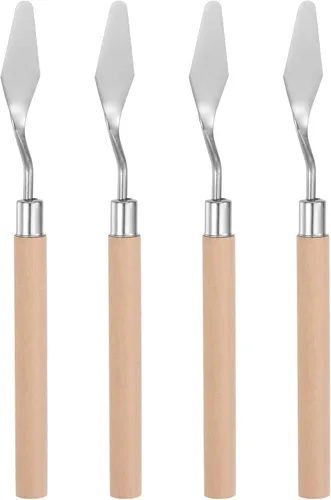 Miniatura 9 de HARFINGTON 4pcs No.6 Paleta Cuchillos 0.472 in Ancho Acero Inoxidable Pequeña Espátula Puntuosa Pintura Cuchillo de Paleta con Mango de Madera