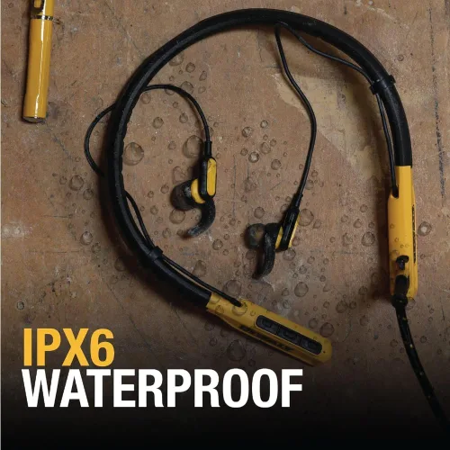 Miniatura 8 de DEWALT Paquete de audio para el sitio de trabajo: auriculares inalámbricos con banda para el cuello y altavoz Bluetooth con clip, batería de 30