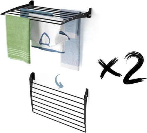 Miniatura 54 de foxydry Tendedero plegable para colgar en la pared, vertical plegable para interiores y exteriores, en acero aluminio (31.5 in)