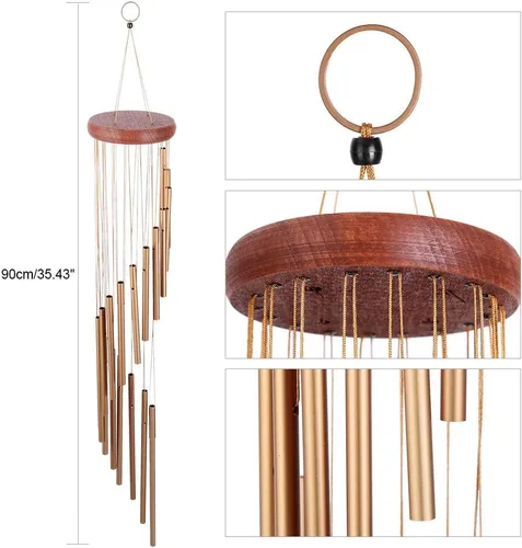 Miniatura 2 de Campanillas de viento conmemorativas para exteriores, 18 tubos de aleación de aluminio hechos a mano para un rendimiento musical superior