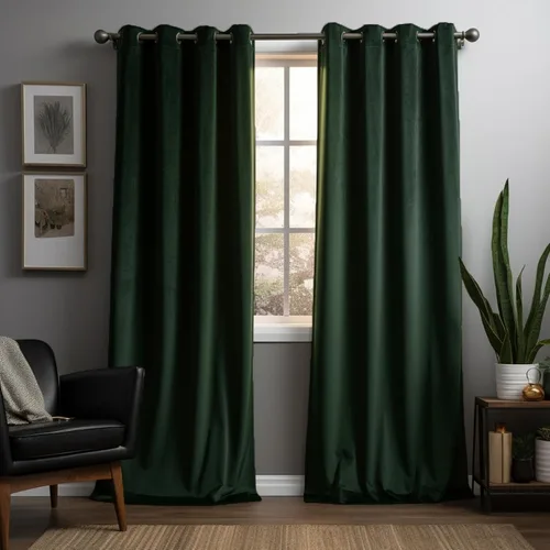 Miniatura 15 de Juego de 2 paneles de cortinas de terciopelo negro, cortinas súper suaves con ojales para decoración de sala de estar y dormitorio, reducción
