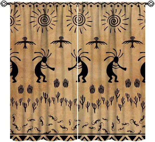 Miniatura 11 de Cortinas aztecas tribales, cortinas nativas, boho, cráneo, patrón tribal nativo, oscurecimiento de habitación, bolsillo para barra, tratamiento