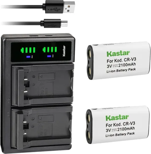 Kastar Paquete de 2 baterías CR-V3 y cargador USB LTD2 de repuesto para Olympus C-700, C-700UZ, C-720, C-720UZ, C-725, C-730, C-730UZ, C-740,
