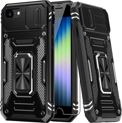Miniatura 8 de MERRO Funda para iPhone 13 Pro con protector de pantalla, protección de cámara deslizante, funda resistente de grado militar con soporte magnético