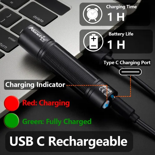 Miniatura 5 de ALONEFIRE SV127 Mini 395nm Linterna UV USB C recargable Blacklight Woods Lámpara Detector de Dinero Luz Negra para Detetector de Orina de Mascotas