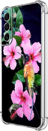 Miniatura 23 de Funda para Galaxy S22, Protección Azul con Flores de Mariposa y Rosas, Funda Anti-Choque y Anti-Arañazos de TPU de Cuerpo Completo para Samsung