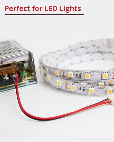 Miniatura 2 de Cable de extensión de 65.6 pies JACKYLED 20M 22AWG Cable de alambre LED para tiras LED de un solo color 22/2 de bajo voltaje, negro y rojo, luz LED