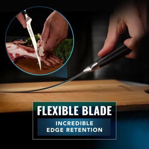 Miniatura 9 de Cutluxe - Cuchillo de filetear para pescado y carne – Cuchillo deshuesador de 7" afilado como una navaja – Acero alemán de alto carbono flexible