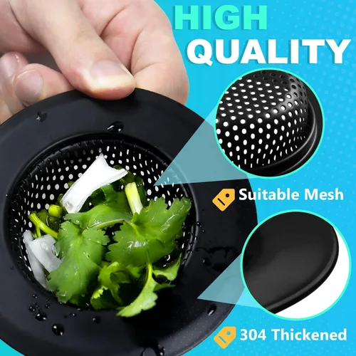Miniatura 3 de Colador de drenaje de fregadero, 2 coladores de fregadero de cocina, coladores de fregadero de acero inoxidable de 4.5 pulgadas de diámetro