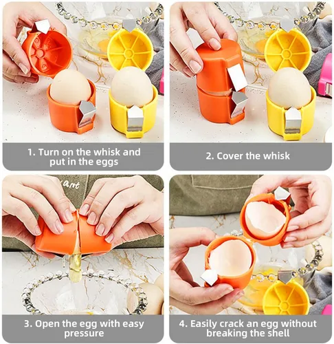 Miniatura 2 de Separador de huevos de 3 piezas para huevos crudos, pelador de huevos duros, separador de huevos, corte rápido de huevos cocidos, cortador