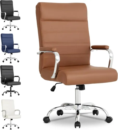 Miniatura 14 de Silla de escritorio de oficina, sillas modernas de cuero para sala de conferencias, silla ergonómica de respaldo alto, silla ejecutiva giratoria