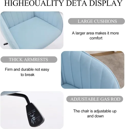 Miniatura 4 de Silla de escritorio de terciopelo para oficina en casa, moderna silla ajustable para computadora, silla giratoria, bonitas sillas de tocador