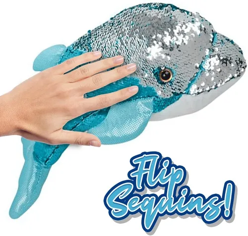Miniatura 7 de ArtCreativity Peluche de delfín con lentejuelas, 1 unidad, delfín de peluche suave con lentejuelas que cambian de color, lindas decoraciones